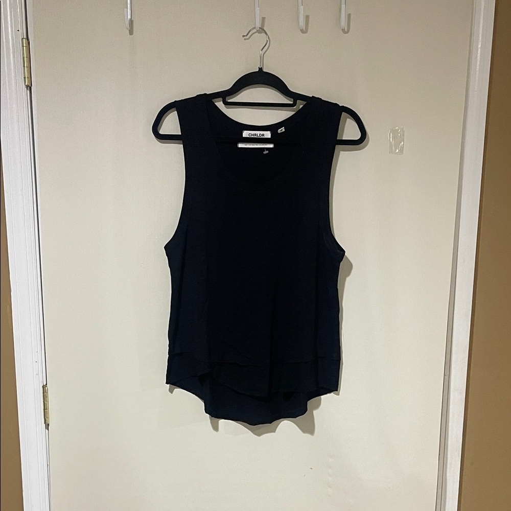 CHRLDR Black Layered Scoop Tank Top Women’s Size Large Like New Condition